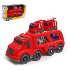 Грузовик TRUCK, 4 машинки с инерцией, световые и звуковые эффекты Dreammart