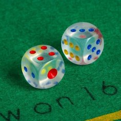 Кубики игральные 1.6х1.6 см, набор 2 шт, акрил Нет бренда