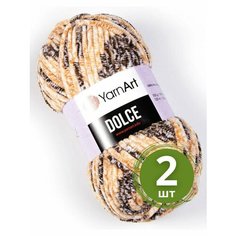 Пряжа YarnArt Dolce (Дольче) - 2 мотка Цвет: 802 бежево-коричневый меланж 100% микрополиэстер 100г 120м