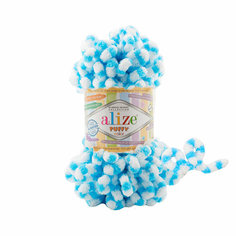 Пряжа для вязания Alize Puffy Color, 100г, 9м (100% микрополиэстер) (6459 секционный), 5 мотков