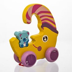 Деревянная игрушка каталка Месяц и медвежонок 13 х 12 см АРТ Сувенир