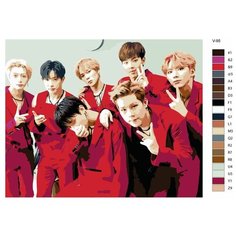 Картина по номерам V-95 "K-pop Monsta X. Участники группы" 70x90 Brushes Paints