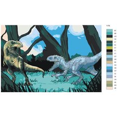 Картина по номерам Y-76 "Тираннозавры - Динозавры" 80x120 Brushes Paints