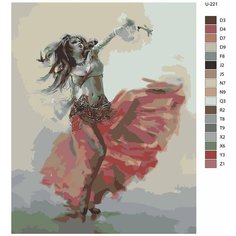 Картина по номерам U-221 "Танец живота. Тансовщица в красной юбке" 70x90 см Brushes Paints