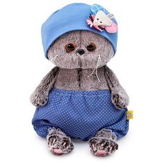 Мягкая игрушка Basik&Co Кот Басик baby в шапочке с мышкой, 20 см, серый