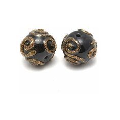 Бусины керамические Мурано TESОRO арт. TS. D5162-01 цв.2 цв. черный 12 мм in Ø1,5 мм Tesoro