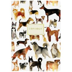 Тетрадь ЕВРО А5 40 л. BRUNO VISCONTI сшивка, клетка, Soft Touch, фольга, бежевая бумага 70 г/м2, "СОБАКИ", 7-40-116