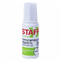 Корректирующая жидкость STAFF "Everyday" быстросохнущая, 15 мл, с кисточкой, 229398, 5 штук