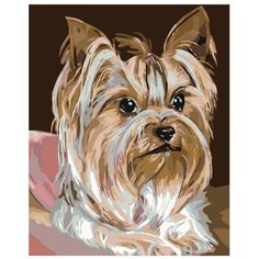 Картина по номерам, "Живопись по номерам", 72 x 90, A372, щенок, милый, йоркширский терьер, маленький, пёс, пушистый