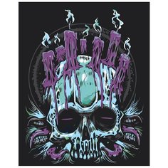 Картина по номерам, "Живопись по номерам", 80 x 100, CP20, череп, маска, дудлинг, готика, иллюстрация, тату, свечи, огонь