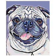 Картина по номерам, "Живопись по номерам", 100 x 125, A418, животное, пёс, мопс, маленький, щенок, поп-арт
