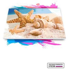 Картина по номерам на холсте Пляж и ракушки, 80 х 120 см Красиво Красим