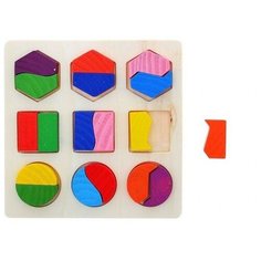 Головоломка рамка-вкладыш Лесная мастерская "Собери фигуру", для детей и малышей, по методике Монтессори нет бренда