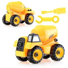 Конструктор пластиковый детский Oubaoloon CXL200-7B "Строительная техника" Грузовик / Машинка с отверткой, в пакете