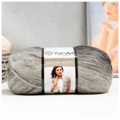 Пряжа "Angora Active" 25% мохер, 75% акрил 500м/100гр (840 черн-сер-мор волна) Yarn Art