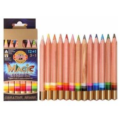 Koh- I- Noor Карандаши многоцветные Koh- i- Noor jumbo MAGIC 3404, 12 штук, с ластиком и точилкой, в картонной упаковке, с европодвесом