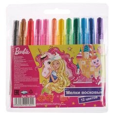 Centrum Мелки восковые 12 цветов «Барби», выкручивающиеся, в пластиковом корпусе