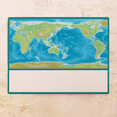 Яркая физическая карта мира 60х80 см Декоративная жесть