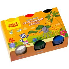 ПК_32366 Краски пальчиковые Мульти-Пульти, 06 цв, 210мл, классические, картон