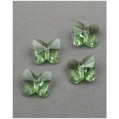 Бусины бабочки Swarovski, цвет Peridot (#214), размер 12 мм, 4 шт.