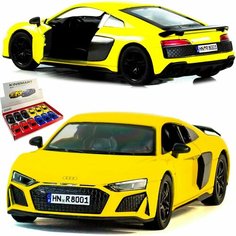 Металлическая машинка Kinsmart 1:38 "2020 Audi R8 Coupe" KT5422D, инерционная / Желтый