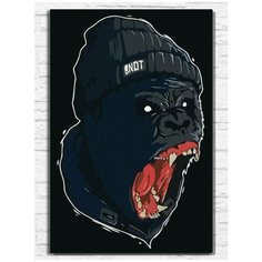 Картина по номерам на холсте Злая горилла (эмоции, экспрессия) - 9034 В 60x40