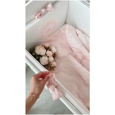 Бортики в детскую кроватку для новорожденного "Безмятежность" на кроватку 120*60 на 3 стороны, розовый Kris Fi