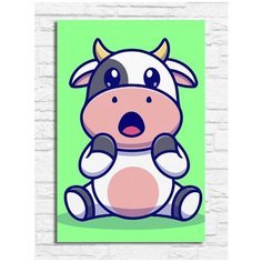 Картина по номерам на холсте Милая коровка (для начинающих, для детей) - 9128 В 20x30