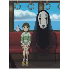 Картина по номерам на холсте Аниме унесенные призраками Безликий и Тихиро- 6 30 х 40