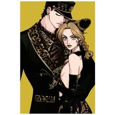 Картина по номерам на холсте Аниме JoJo ДжоДжо Джотаро и Джолин - 7634 В 60x40