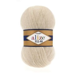 Пряжа Alize Angora Real 40 (Ангора Реал 40) - 2 мотка цвет 67 молочно-бежевый 40% шерсть, 60% акрил 100г 480м