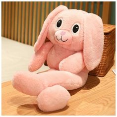 Плюшевая мягкая игрушка розовый зайка кролик с длинными ногами - ушками 70 см Нет бренда