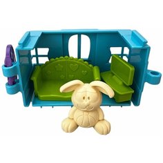 Игрушка детская, Зайкин домик, с фигуркой зайчика, Игровой набор, Гостиная, игрушки для девочек, голубой, 5 предметов Ярик