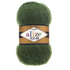 Пряжа Alize Angora Real 40 (Ангора Реал 40) - 3 мотка цвет 563 темно-зеленый 40% шерсть, 60% акрил 100г 480м