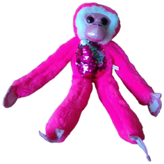 Мягкая игрушка плюшевая обезьянка с пайетками , 40 см, розовый Sb Toys