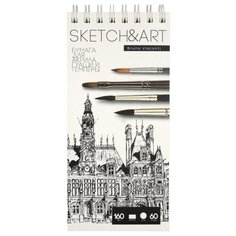 Скетчбук S&A 105х220 60л БЕЛ. глад 160г н/гребн, д/акр, гуаши, темп 1-60-559/03 Bruno Visconti