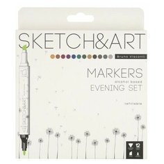 Набор двусторонних скетч маркеров Bruno Visconti SKETCHandART EVENING SET 12 цв Арт. 22-0076/05