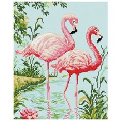 Алмазная мозаика / Картина на подрамнике / Схема на холсте / Фламинго / 40x50 Kubanstar