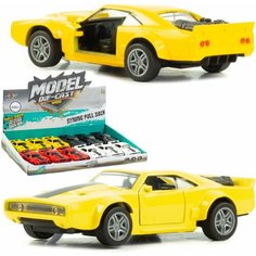 Металлическая машинка 1:32 Dodge Challenger, 12 см. инерционная, свет, звук / Желтый Denco Store