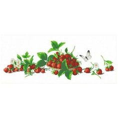 Набор для вышивания Каролинка "Натюрморт с клубникой", 20x59 см
