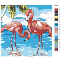 Картина по номерам W-192 "Розовые фламинго" 40х40 Brushes Paints