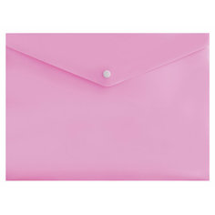 Конверт на кнопке Бюрократ Pastel -PKPAST/PINK A4 пластик 0.18мм розовый 10 шт.