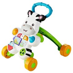 Каталка-ходунки Fisher-Price Зебра DPL54, белый/зеленый/оранжевый