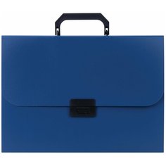 STAFF Портфель пластиковый А4, 7 отделений, синий