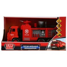 Машина металлическая Технопарк пожарная машина 21 см, свет и звук, брызгает водой, инерционная (X600-H09064-R)