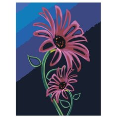 Картина по номерам, "Живопись по номерам", 75 x 100, F63, иллюстрация, поп-арт, линии, герберы