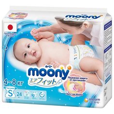 Moony подгузники New S 4-8 кг, 24 шт., прозрачный