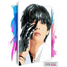 Картина по номерам на холсте BTS Тэ Black Hand, 70 х 100 см Красиво Красим