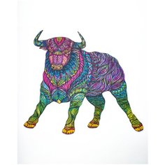 Деревянные фигурные пазлы/Храбрый бык/головоломка/подарочный набор/игра Active Puzzles