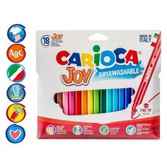 CARIOCA Фломастеры 18 цветов Carioca "Joy" 2.6 мм, смываемые, картон, европодвес